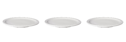[BQ100027] Mammoet - Bord smalle rand Budgetline porselein wit (24 cm, 3 stuks)