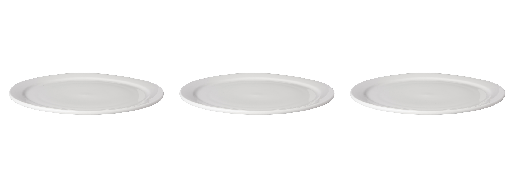 [BQ100028] Mammoet - Bord smalle rand Budgetline porselein wit (26 cm, 3 stuks)